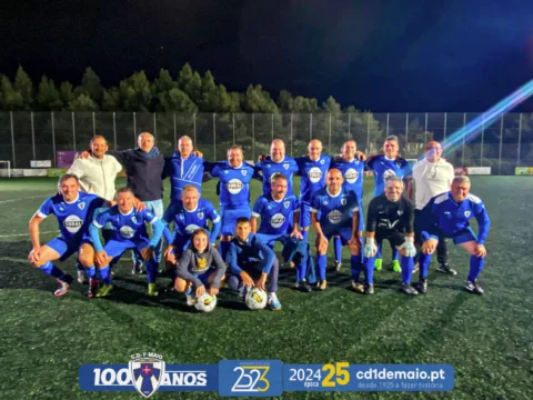 Equipa de Futebol veteranos + 45 anos do CD 1º de Maio que venceu o Choupana FC