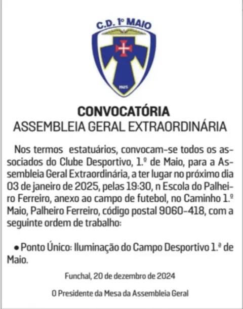 CONVOCATÓRIA ASSEMBLEIA GERAL EXTRAORDINÁRIA