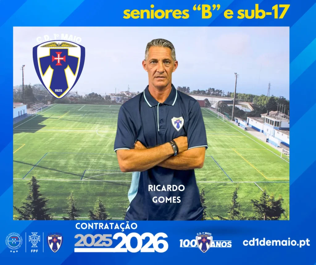 Ricardo Gomes nas equipas técnicas dos Seniores B e dos Juvenis SUB-17 do CD 1º de Maio