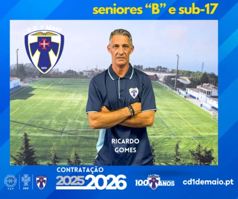 Ricardo Gomes nas equipas técnicas dos Seniores B e dos Juvenis SUB-17 do CD 1º de Maio