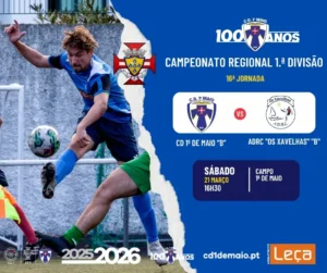 Seniores B do CD 1º de Maio recebem o ADRC OS Xavelhas B no Domingo 21 de Março de 2026