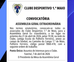 Assembleia Geral Extraordinária CD 1.º de Maio