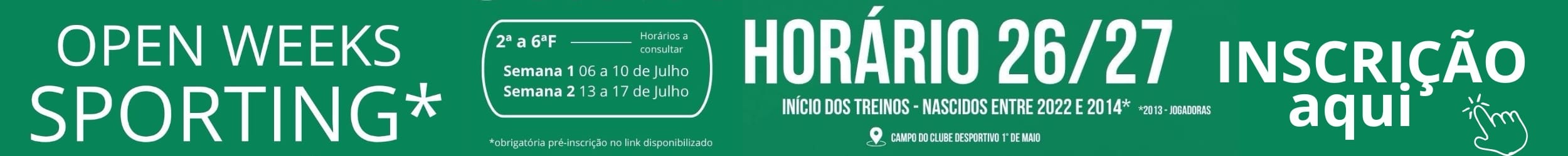 Horário Treinos As Open Weeks da Academia Sporting Funchal CD 1.º Maio Inscrição