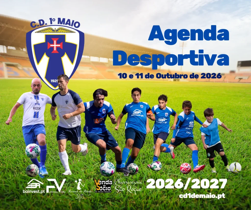 Agenda desportiva CD 1º de Maio e Academia Sporting Funchal: o fim de semana de 10 e 11 de outubro 2026